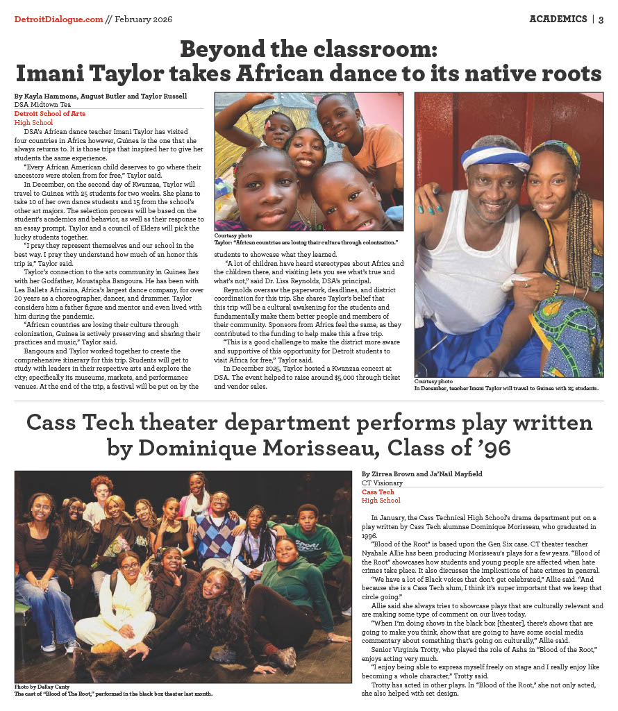 Inside page of Detroit Dialogue, designed by Kira Gendjar.